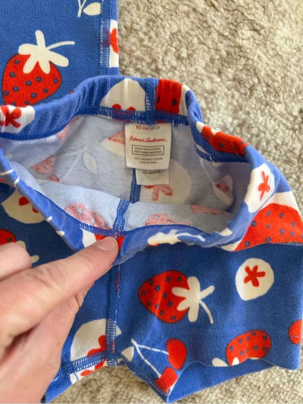Hanna Andersson Blue Red White Fruit Print Pajama Set